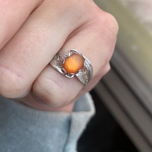 Orange Mother of Pearl Doublet Sterling Silver